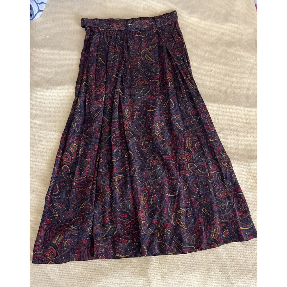 1980’s Evan -picone Vintage Pleated Paisley Pattern Long Skirt Size 8